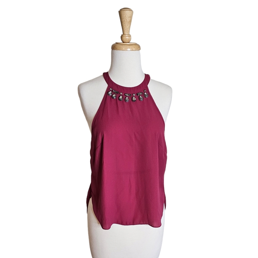 1. State Burgundy Halter Top Size Small